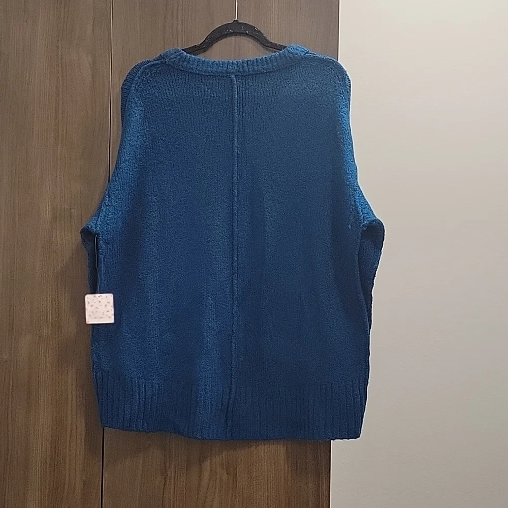Free People-NWT- Brookside Tunic Sweater In Halcyon Blue-Size XS